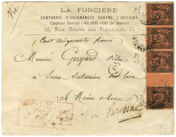 Càd PARIS / PL. DE LA MADELEINE / N° 91 Bande De 4 Avec Interpanneau Sur Lettre Chargée Pour Brissac. 1878. - TB / SUP. - 1876-1878 Sage (Typ I)