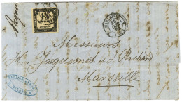 Càd T 15 1 MARSEILLE 1 (12) / Taxe N° 3 Sur Lettre Avec Texte Daté De Milan (Italie) Le 22 Octobre 1864 Acheminée Jusqu' - 1859-1959 Cartas & Documentos