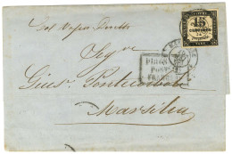 Càd T 15 1 MARSEILLE 1 (12) / Taxe N° 3 Sur Lettre Datée De Messine (Italie) Le 29 Mai 1865 Acheminée Jusqu'à Marseille  - 1859-1959 Covers & Documents