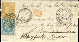 Etoile 35 / N° 28 + 29 Càd PARIS / MINISTERE DES FINANCES 2 OCT. 70 Sur Lettre Pour Saint Léonard Réexpédiée à Mayfield. - War 1870