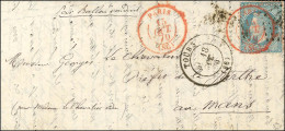 Càd Rouge PARIS (SC) 15 OCT. 70 (cachet Répété à Côté) Sur Lettre Pour Le Mans. Au Recto, Exceptionnelle Annulation Par  - Krieg 1870