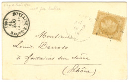 Etoile / N° 28 Càd PARIS (60) 3 OCT. 70 Sur Carte Pour Fontaines Sur Saône. Au Recto, Càd D'arrivée T 16 22 OCT. 70. LE  - Oorlog 1870