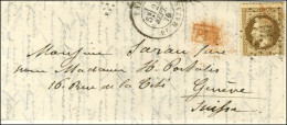 Etoile 30 / N° 30 Càd PARIS / BT MAZAS 24 SEPT. 70 Sur Lettre Pour Genève, Au Verso Càd PARIS A LYON (rare) 21 OCT. 70 E - War 1870