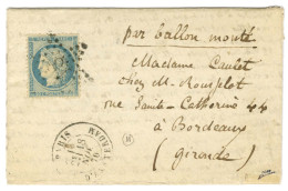 Etoile 18 / N° 37 Càd PARIS / R. D'AMSTERDAM 18 NOV. 70 Sur Lettre Pour Bordeaux Contenant Une Carte Réponse Avec Les Me - War 1870