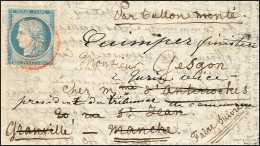 Càd Rouge PARIS (SC) 24 NOV. 70 / N° 37 (belle Variété, Filet Effleuré) Sur Lettre Pour Granville Réexpédiée à Quimper,  - Oorlog 1870