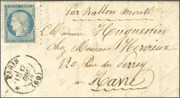 Etoile / N° 37 Rarissime Cachet * PARIS (60) 17 DEC. 70 (non Signalé Par Pothion) Sur Lettre Pour Le Havre, Au Verso Càd - Guerra De 1870