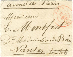 Càd Rouge PARIS (SC) 21 DEC. 70 Sur Lettre En Franchise Pour Nantes. Au Recto, Mention Manuscrite '' Armée De Paris ''.  - Guerra De 1870