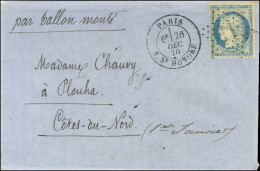 Etoile 11 / N° 37 Càd PARIS / R. ST HONORE 26 DEC. 70 Sur Lettre Pour Plouha Sans Càd D'arrivée. LE TOURVILLE Probable.  - War 1870