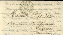 Càd Taxe 30c PARIS / R. CARDINAL LEMOINE (rare) 25 SEPT. 70 Sur Lettre Pour Vannes. Au Verso, Càd D'arrivée 22 OCT. 70.  - Guerra De 1870