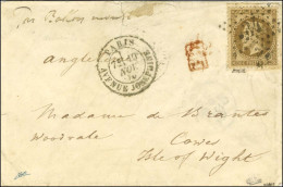 Etoile 34 / N° 30 Càd PARIS / AVENUE JOSÉPHINE (rare) 19 NOV. 70 Sur Enveloppe Sans Texte Pour Cowes (Ile De Wight). Au  - War 1870