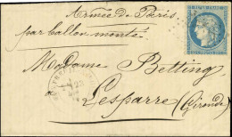 GC 2516 / N° 37 Càd MONTREUIL-S-BOIS (60) (rare) 23 DEC. 70 Sur Lettre Pour Lesparre. Au Recto, Mention Manuscrite '' Ar - War 1870