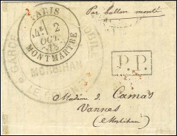 Càd PARIS / MONTMARTRE 2 OCT. 70 + P.P. Et Cachet De La Garde Mobile Du Morbihan Sur Lettre Avec Texte Pour Vannes. Au V - Oorlog 1870