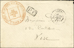 Càd T 17 LAVAL (51) 10 FEVR. 71 + P.P. Cachet Rouge SOCIETE DE SECOURS AUX BLESSES MILITAIRES / CAEN Sur Lettre Pour Vir - Oorlog 1870