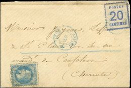 Cachet Provisoire Bleu AMIENS / 1871 / POSTE / Alsace N° 6 + N° 29 Obl Càd ST CLAUDE-S-SON 1 MARS 71 Sur Lettre En Affra - Lettres & Documents