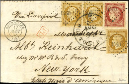 PC 1460 / N° 6 Superbes Marges + 10 (3) (qq Defs) Càd T 15 GUEBWILLER (66) Sur Lettre Pour New York. 1853. - TB / SUP. - - 1849-1876: Classic Period