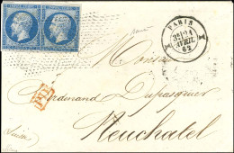 Rouleau De Pointillés / N° 14 (2) Càd (2 Diabolos) * PARIS * Sur Lettre Pour Neuchâtel. 1862. - SUP. - R. - 1849-1876: Classic Period