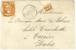 Càd PARIS (60) / N° 16 Orange Vif Belles Marges Sur Lettre Pour Turin. 1862. - TB / SUP. - 1849-1876: Classic Period