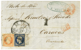 PC 1495 / N° 14 Bleu Noir + 16 (filet Effleuré) Càd Rouge BUREAU MARITIME / LE HAVRE Sur Lettre 2 Ports Au Tarif Des Bât - 1849-1876: Classic Period