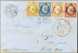 PC 3601 / N° 13 (def) + 14 + 16 + 17 Càd T 14 VILLEDIEU-LES-POELES (48) Sur Lettre Pour Saint Jean De Porto Rico. Au Rec - 1849-1876: Classic Period