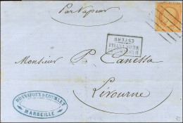 Barres De Livourne (5 Barres Larges, Salles N° 674) / N° 23 Sur Lettre De Marseille Pour Livourne. 1867. - SUP. - R. - 1849-1876: Klassieke Periode