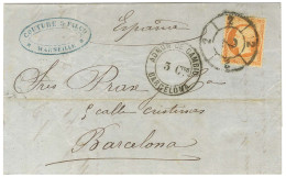 Oblitération Roue De Charrette / N° 23 à Côté Cachet ADMON. DE CAMBIO / 3Ctos / BARCELONA Sur Lettre De Marseille Pour B - 1849-1876: Klassik