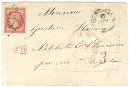 GC 2978 / N° 24 Càd T 15 LES PONTS DE CE (47) Sur Lettre Pour Natchitoches (Louisiane). Au Recto, Taxe Tampon 3 Rouge Po - 1849-1876: Classic Period