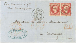 Etoile 4 / N° 24 Paire Càd PARIS / R. D'ENGHIEN Sur Lettre Pour Curaçao. 1865. Très Rare Destination. - SUP. - R. - 1849-1876: Classic Period