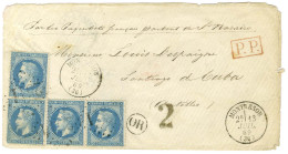 GC 2511 / N° 29 (4) Càd T 16 MONTRESOR (36) Sur Lettre Pour Santiago De Cuba. Au Recto, Taxe Tampon 2 Pour Le Trajet Int - 1849-1876: Période Classique
