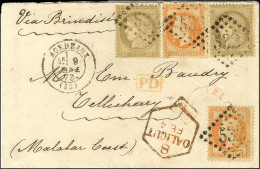 GC 532 / N° 31 (2) + 56 (2) Càd T 17 BORDEAUX (32) Sur Lettre Pour Tellischery. Au Recto, Càd D'arrivée. 1873. - TB / SU - 1849-1876: Période Classique