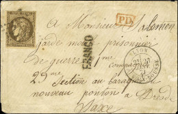 GC 2145 / N° 47 Càd LYON / LA CROIX ROUSSE Sur Lettre Adressée à Un Prisonnier De Guerre à Dresde. Au Recto, Griffe FRAN - 1849-1876: Periodo Clásico
