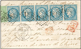 GC 1818 / N° 20 (pli) + N° 60 (bande De 5) Càd T 17 HYERES (78) Sur Lettre Au Tarif De La Voie De Brindisi Adressée '' à - 1849-1876: Periodo Clásico