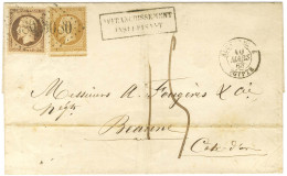 GC 5080 / N° 21 + 23 Càd ALEXANDRIE / EGYPTE Sur Lettre Insuffisamment Affranchie Pour Beaune Taxée 15. 1863. - TB / SUP - Poste Maritime