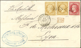 GC 5104 / N° 21 (2) + 32 Càd SHANG-HAI / CHINE Sur Lettre Pour Lyon. 1872. - TB / SUP. - R. - Schiffspost