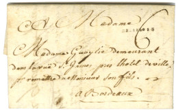 Lettre Avec Très Bon Texte Daté De Port Au Prince Le 12 Septembre 1784 Pour Bordeaux. Au Recto, Marque Postale D'entrée  - Marques D'entrées