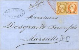 PC 3708 (Dardanelles) / N° 13 + N° 16 Sur Lettre Avec Texte Daté De Salonique Le 29 Avril 1862 Pour Marseille, Marque Ma - Correo Marítimo