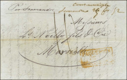 Lettre Avec Texte Daté De Constantinople Le 25 Février 1852 Pour Marseille. Au Recto, Très Rare Mention De L'agent Embar - Poste Maritime