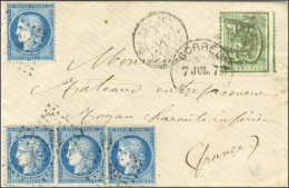 Uruguay 10c Obl + PC Du GC 532 / N° 60 (4) Sur Lettre En Affranchissement Mixte France-Uruguay Pour Royan. 1873. - TB /  - Schiffspost