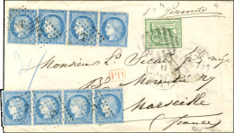 Uruguay 10c Obl + Ancre / N° 60 Type I (bande De 4 + Bande De 3 + 1ex) Càd Octo MONTEVIDEO / PAQ. FR J Sur Lettre 2 Port - Schiffspost