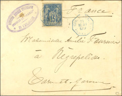 Càd Octo Bleu COR.D ARM. PAQ FR J N° 5 / N° 90 Sur Lettre En Provenance Du Croiseur Le '' Sané '' Division Navale França - Maritime Post