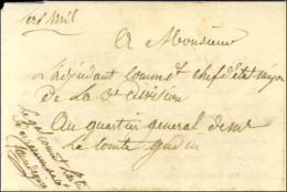 Contreseing De Franchise Manuscrit '' Le Gal Commt L'Artillerie / De Réserve / Favre De Gière '' Sur Lettre Avec Texte D - Sellos De La Armada (antes De 1900)