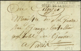 1e DIV. ARMEE DES / COTES DE LA ROCHELLE Sur Lettre Avec Texte Daté Du 31 Octobre 1793 Pour Paris. - SUP. - R. - Army Postmarks (before 1900)
