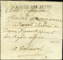 ARMEE DES ALPES Sur Lettre Avec Texte Daté De Miribel Le 27 Septembre 1793 Pour Valensole. - SUP. - R. - Marques D'armée (avant 1900)