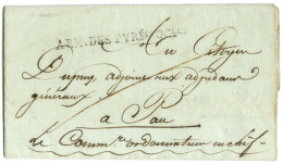 ARM. DES PYRées OCles + Contreseing De Franchise Manuscrit '' Le Commre Ordonnateur En Chef '' Sur Lettre Avec Texte Dat - Army Postmarks (before 1900)