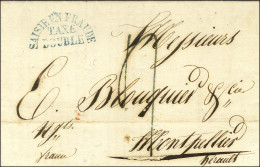 Lettre Avec Texte Daté De Livourne Le 1er Janvier 1830 Pour Montpellier. Au Recto, Marque Postale Bleue SAISIE EN FRAUDE - Civil Frank Covers