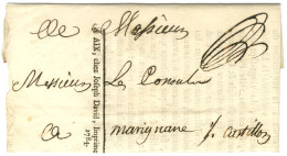 Contreseing De Franchise Manuscrit '' Castillon '' Sur Lettre Avec Texte Imprimé Daté D'Aix Le 27 Janvier 1784 Pour Mari - Civil Frank Covers