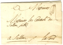 Contreseing De Franchise Manuscrit '' La Tour '' (de La Tour De Glené) Sur Lettre Avec Texte Daté D'Aix Le 20 Juin 1764  - Civil Frank Covers