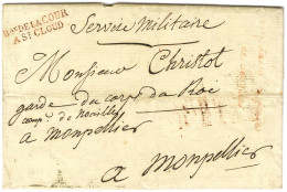 Bau DE LA COUR / A ST CLOUD Rouge Sur Lettre Avec Texte Daté De Saint Cloud Le 22 Juin 1817, Avec En-tête Imprimé GARDE  - Burgerlijke Brieven Zonder Portkosten