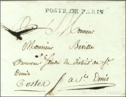 POSTE DE PARIS Bleu (S N° 8840a) Sur Lettre Avec Texte Daté De Paris Le 11 Mars 1798 Adressée à Saint Denis. - SUP. - RR - Burgerlijke Brieven Zonder Portkosten