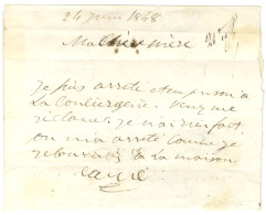 Lettre Avec Texte D'un Prisonnier à La Conciergerie Le 24 Juin 1848 Pour Paris. - TB. - 1801-1848: Précurseurs XIX