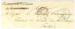 Lettre Sans Texte Avec Càd PARIS (60) Bleu Datée Du 27 Septembre 1848 Adressée Au Général Cavaignac, Président Du Consei - 1801-1848: Vorläufer XIX